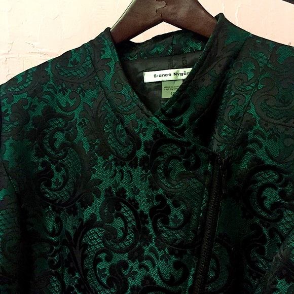 Bianca Nygard Sexy Black+Green Paisly Blazer New - Picture 4 of 16